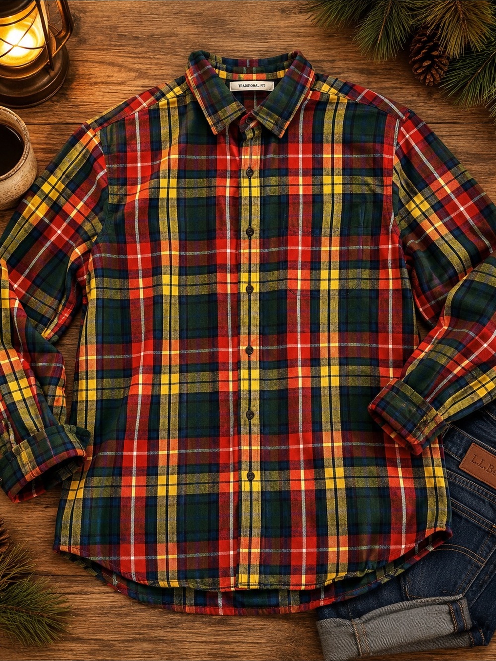 L.L.Bean Men’s Traditional Fit Plaid Flannel Shirt Size Medium